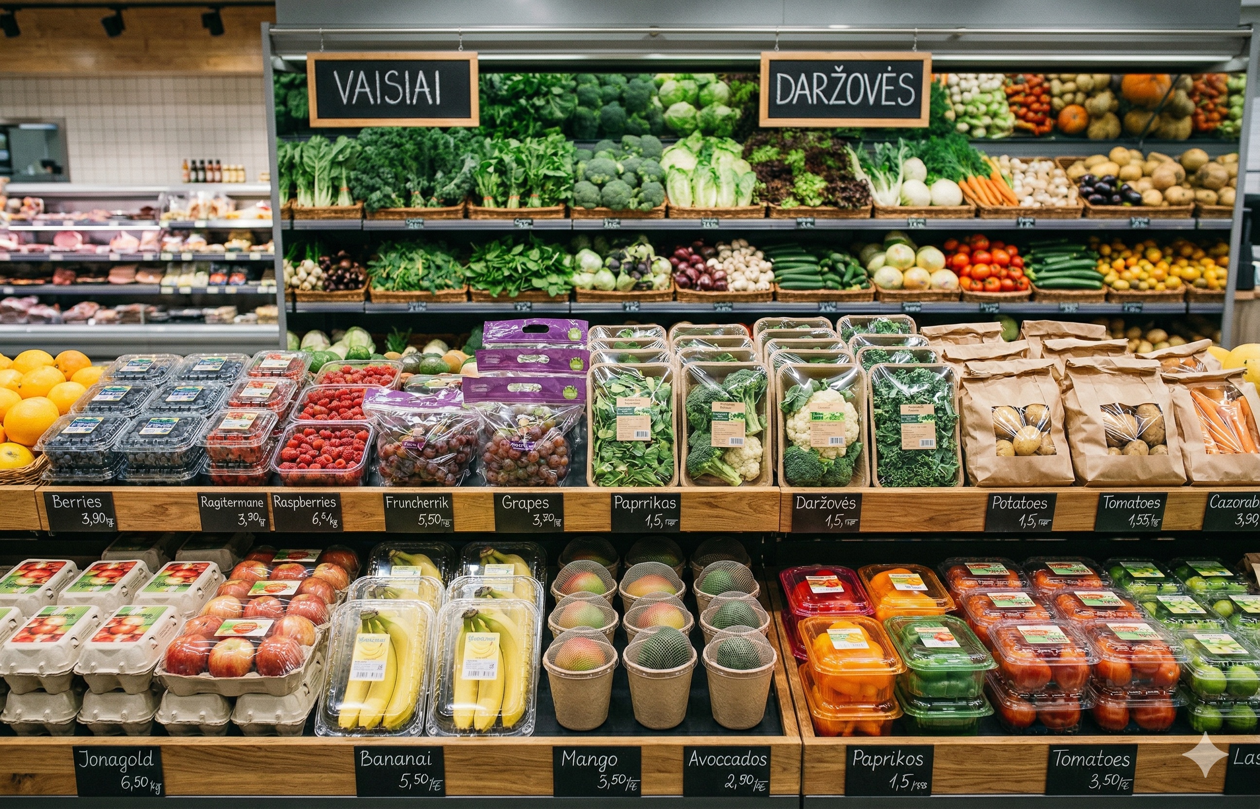Vaisiai daržovės parduotuvė