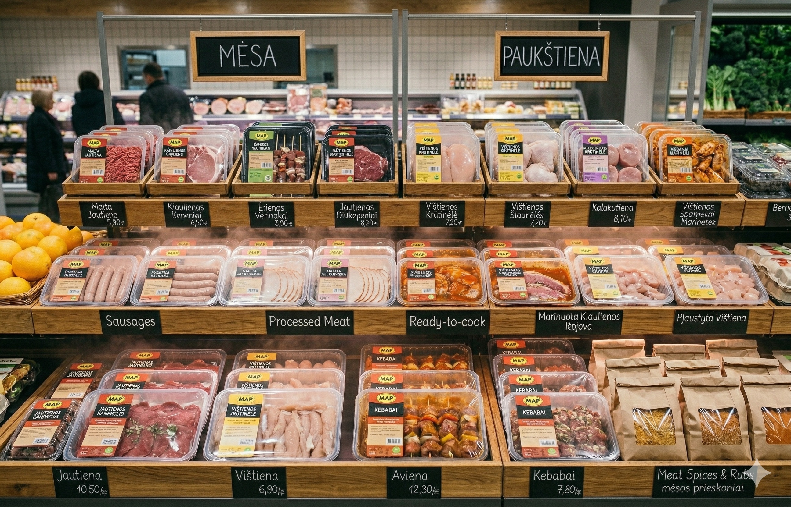 Mėsos produktai parduotuvė